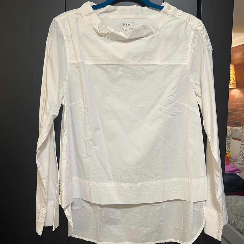 J. Crew Women's Cream Blouse with Button Detail